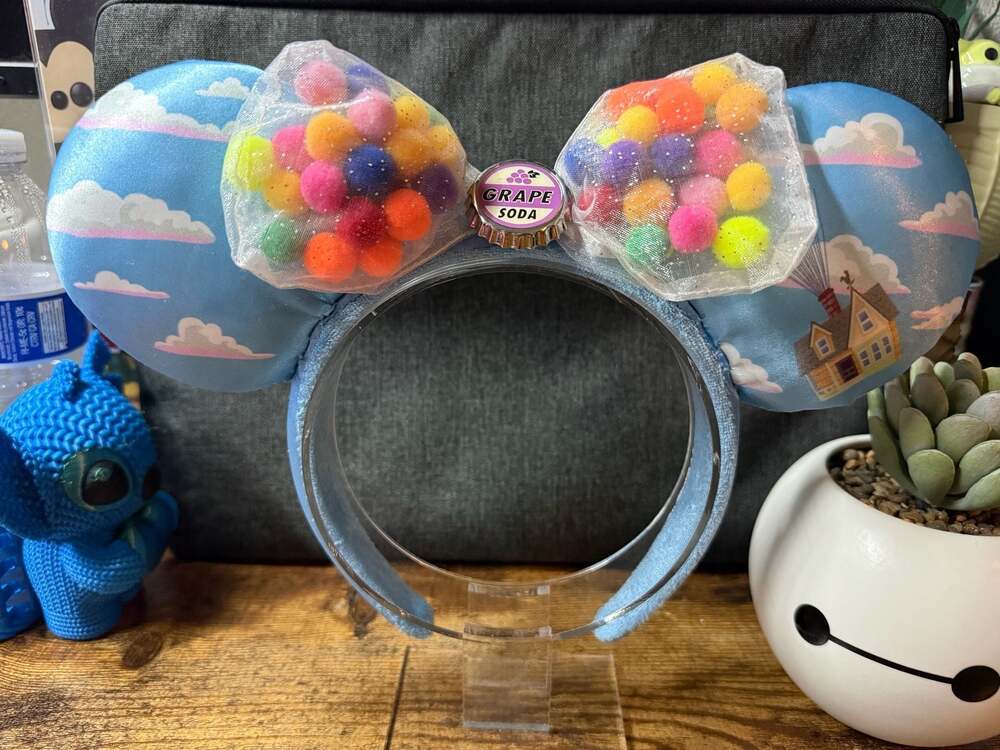 EUC Disney Parks Pixar Up Grape Soda Bottle Cap Sky Balloon House Ear *READ*